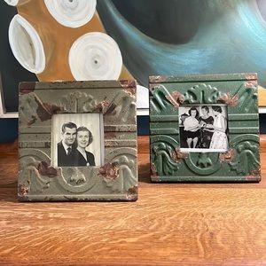 Set of 2 Pressed Tile Rustic Photo Frames